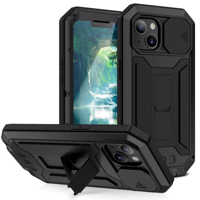 Compatible with iPhone 17 Pro Max/ 16/15/14/13 shockproof metal invisible stand phone case-hn227-3