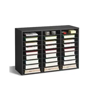 VEVOR Literature Organizer, 27 Compartments Office Mailbox with Removable Shelves, Wooden Mailbox Sorter Particle Board Office Home Classroom Storage, File Sorter for Files, Documents, Papers, Black