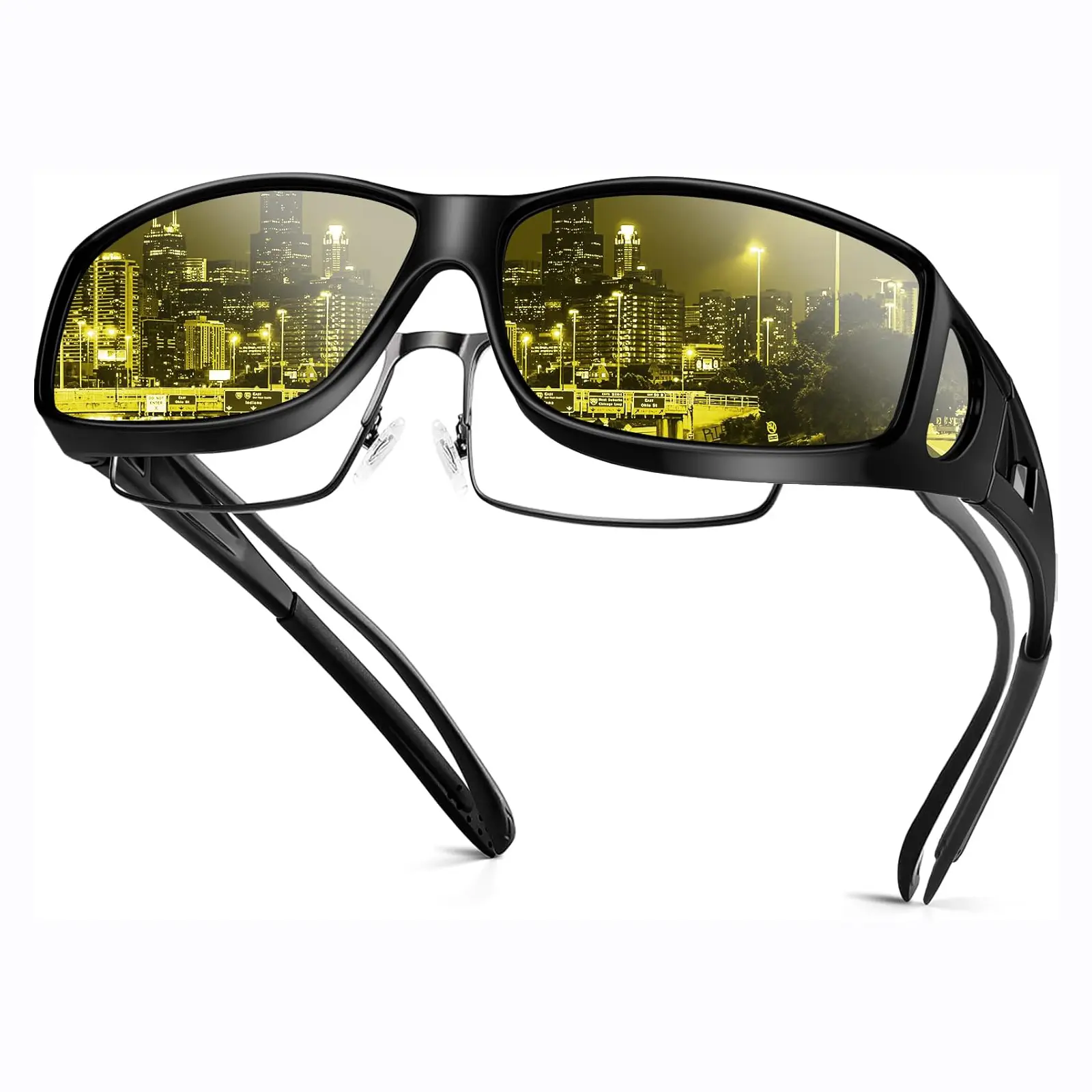 Night Vision Driving Glasses, Fit Over Glasses Polarized Anti-Glare UV400 Gift for Men Women, Night Vision Goggles