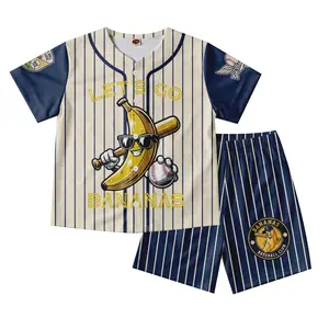 Dabbing Banana Retro American Flag Banana Baseball Lover Boys Girls Kids Outfit Athletic Mesh Baseball Jersey T-Shirt and Shorts Set Toddler Big Kid Drip For Boys