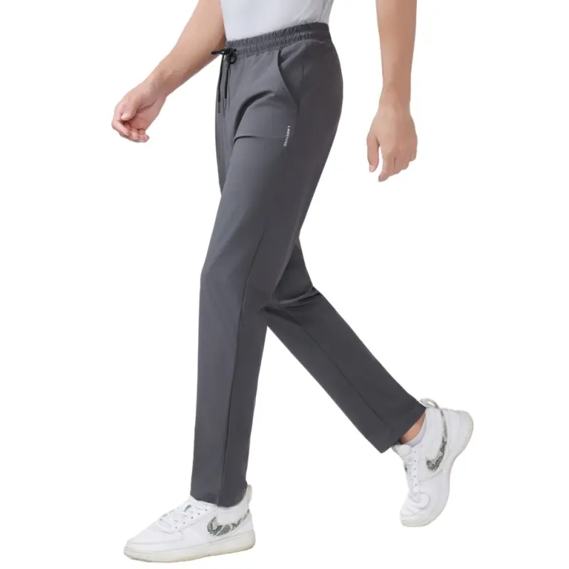 Men's Quick-Dry Hiking Joggers, Lightweight Tapered Nylon-Spandex Pants with UPF 50+ Sun Protection, Zipper Pocket, Fitted Design, 22% Spandex 78% Nylon, Breathable All-Season Sports Wear for Hiking Running