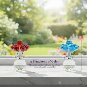 Handmade crystal rose sculpture, exquisite art piece, suitable for home decoration and as a gift