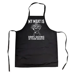 My Meat Is 100 Percent Going In Your Mouth Cookout Apron Sarcastic Graphic Novelty Grill Wear Funny Aprons Adjustable Household Items Graphic Print Patriotic Grill Apparel Funny Food Cover Grilling Apparel for Black -