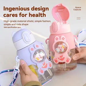 Children's Space Capsule Straw Water Cup, High-looking Anti-leakage Drinking Cup, Kindergarten Primary School Student Baby Portable Kettle, Water Bottles