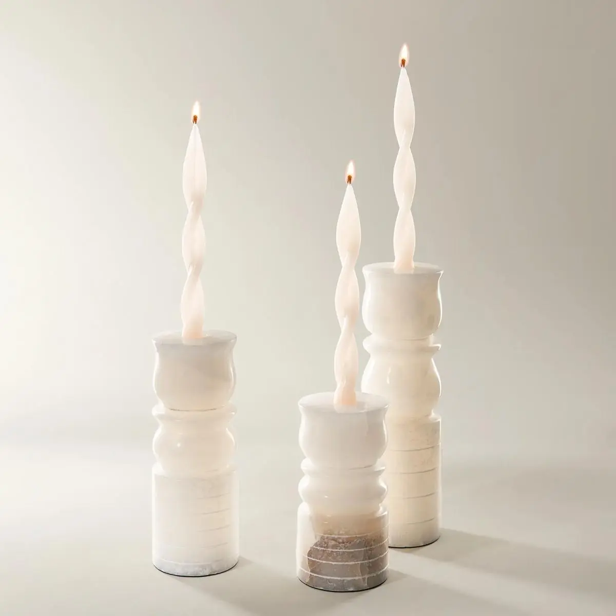 Z Gallerie Alabaster Mineral Taper Candle Holder - Modern Decorative Candlestick, Luminous Home Decor Accessory