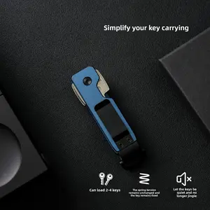 Minimalist Metal Key Organizer, Lightweight Carbon Texture Keychain, Portable & Durable Organizer for Couples,  Noise-Free Holder for Up to 6 Keys, Slim Durable Keychain for Men, Women & Couples - Perfect EDC Gift