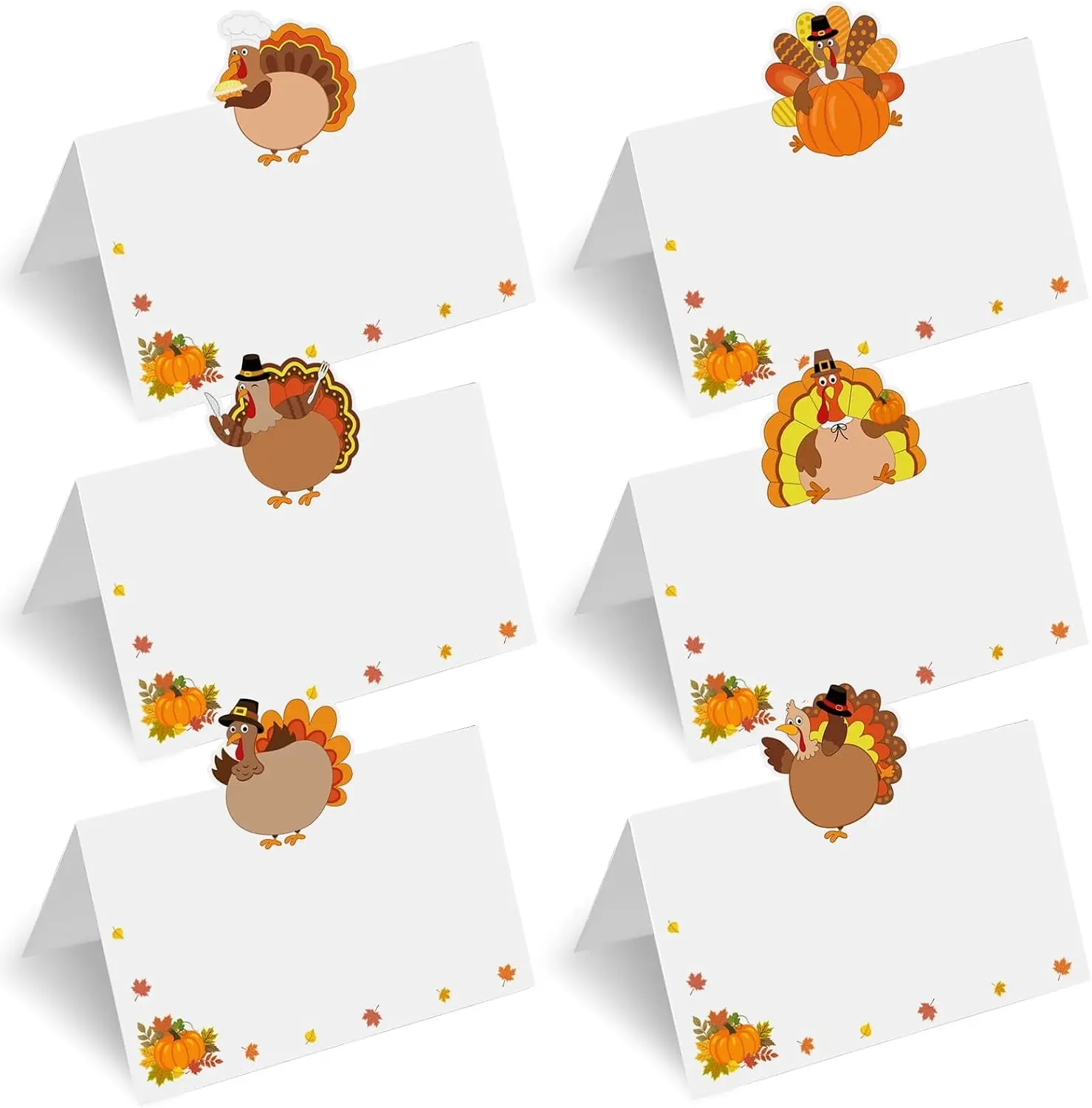 60 Pcs Thanksgiving Name Cards for Table, Turkey Fall Place Cards for Thanksgiving Dinner Party Decoration, Place Settings Size 3.5*2.2 inches