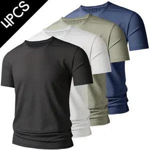 Men's Casual Sports Waffle Round Neck Short Sleeve, Perfect for Summer Wear
