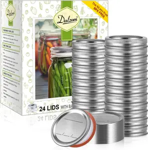 48Pcs Canning Lids with Rings Regular Mouth, Premium Mason Jar Lids with Bands/Rings for Ball, Kerr Jars - Food Grade Material, 100% Fit & Airtight for Regular Mouth Mason Jars