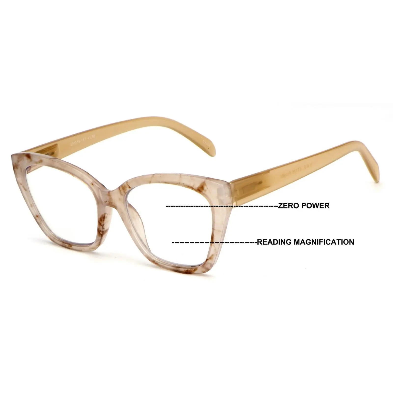 Women Cateye Progressive Clear Lens Reader - Zero Power On top - Translucent Z128