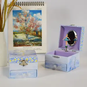 Music Box Jewelry Box Blue Gift Birthday Girls Child Organize packaging organiser custom  music  box mini jewelry storage box music  box fun summer gift party favor