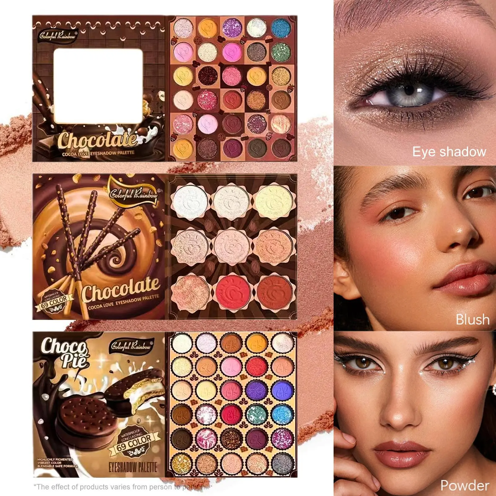 63-Color Rainbow Eyeshadow Palette - Cocoa Love, Sweet Chocolate Inspiration, Rich Pigment, Single Item for Daily & Party Makeup, Smooth