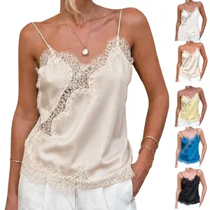 Buenoble Lace Cami Top for Women Satin Spaghetti Strap Tank Top Y2K Coquette Going Out Top Summer Vacation Date Night Shirt