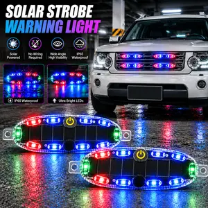Solar Powered Anti-Rear-End Warning Lamp, Anti-Collision Night Light，Waterproof Rechargeable Flash Light. Simple to Mount, Ideal for Safety Protection of Motorbike, Bike, Automobile, Lorry, Caravan and Boat