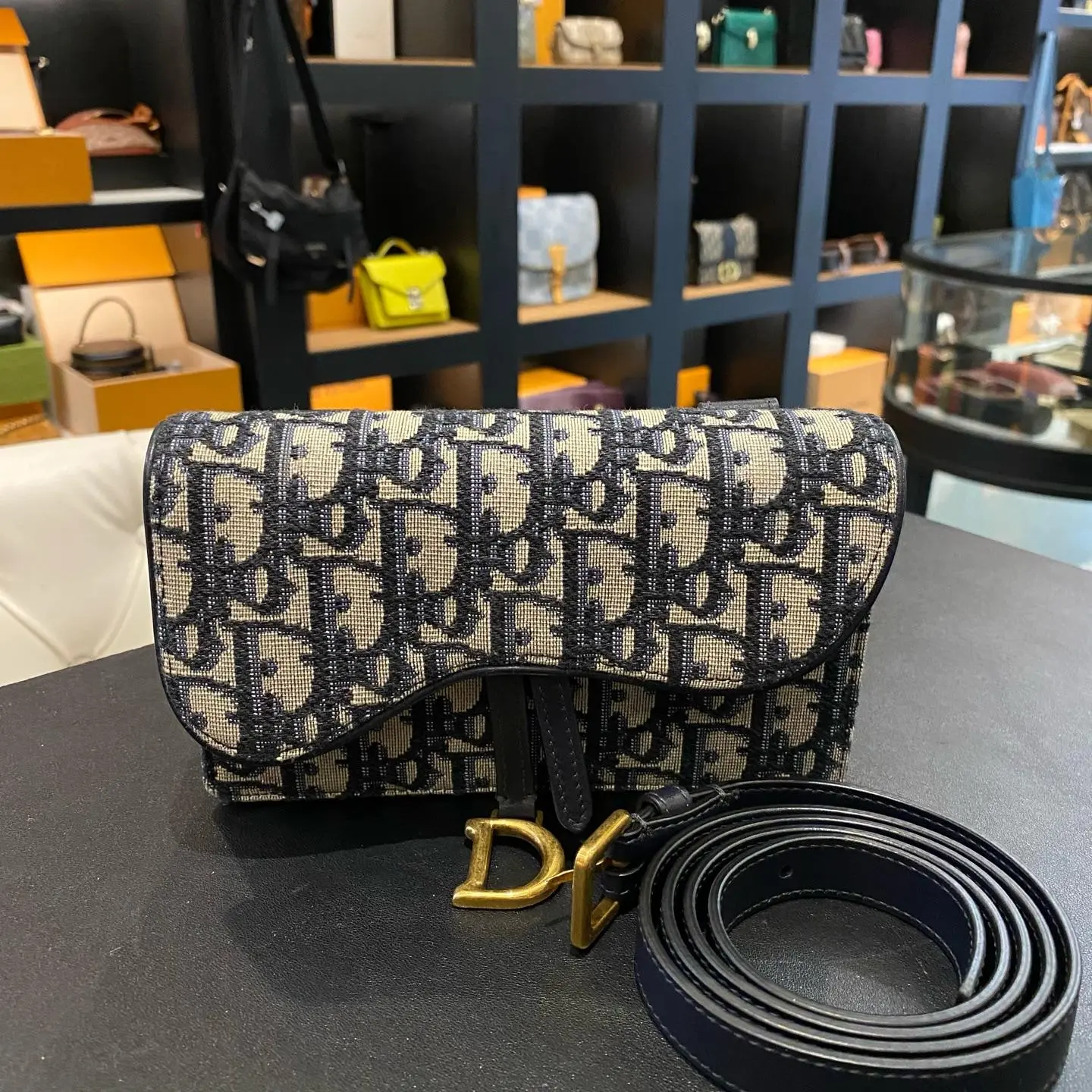Pre-owned Dior Monogram saddle waist bag shoulder bag 21 years size 17*3.5*10 XH 22268223