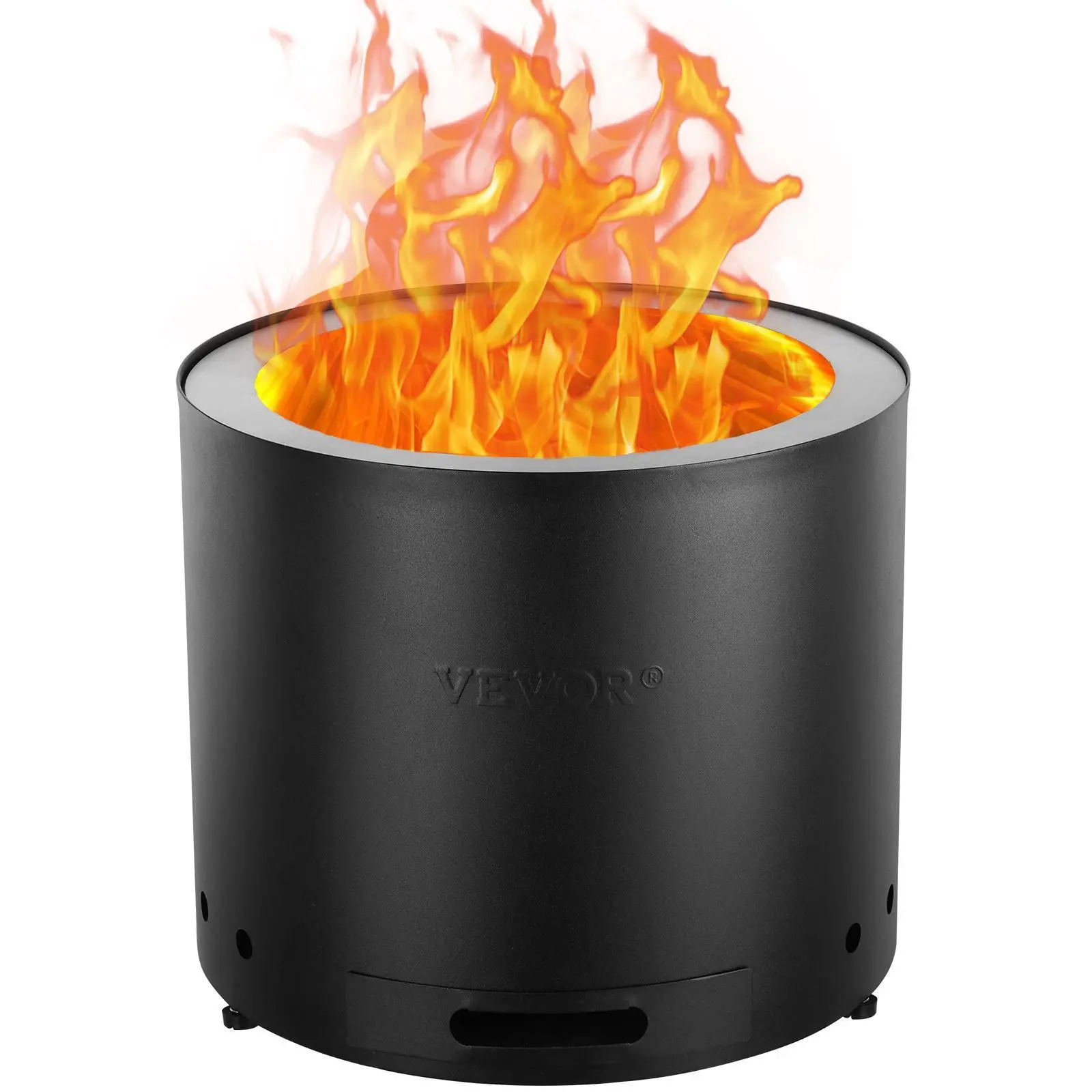 VEVOR Smokeless Fire Pit Set - Heavy Duty Metal Firepit, 12.6 in H x 15 in Dia, SUS430 Stainless Steel Inner, Removable Ash Pan, 3 ft Pads, Portable Wood Burning Fireplace, Assembly Required, Ideal for Outdoor Patio Camping#BackToSchool