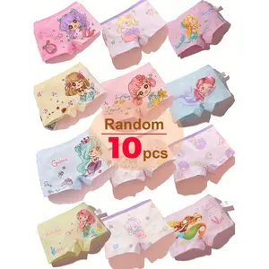 10pcs Cartoon Mermaid Girl Panties, Soft and Comfortable
