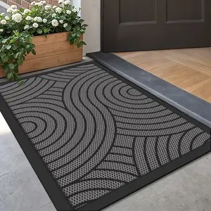 1PC Elastic Mesh Rubber Door Mat, Modern Minimalist Style, Water Ripple Pattern, All-Season Indoor Outdoor Non-Slip Waterproof Mud Guard, Easy Clean Hand Wash, Floor Mat