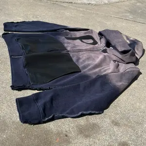 PIEM 1 of 1 hand sewed leather x french terry hoodie