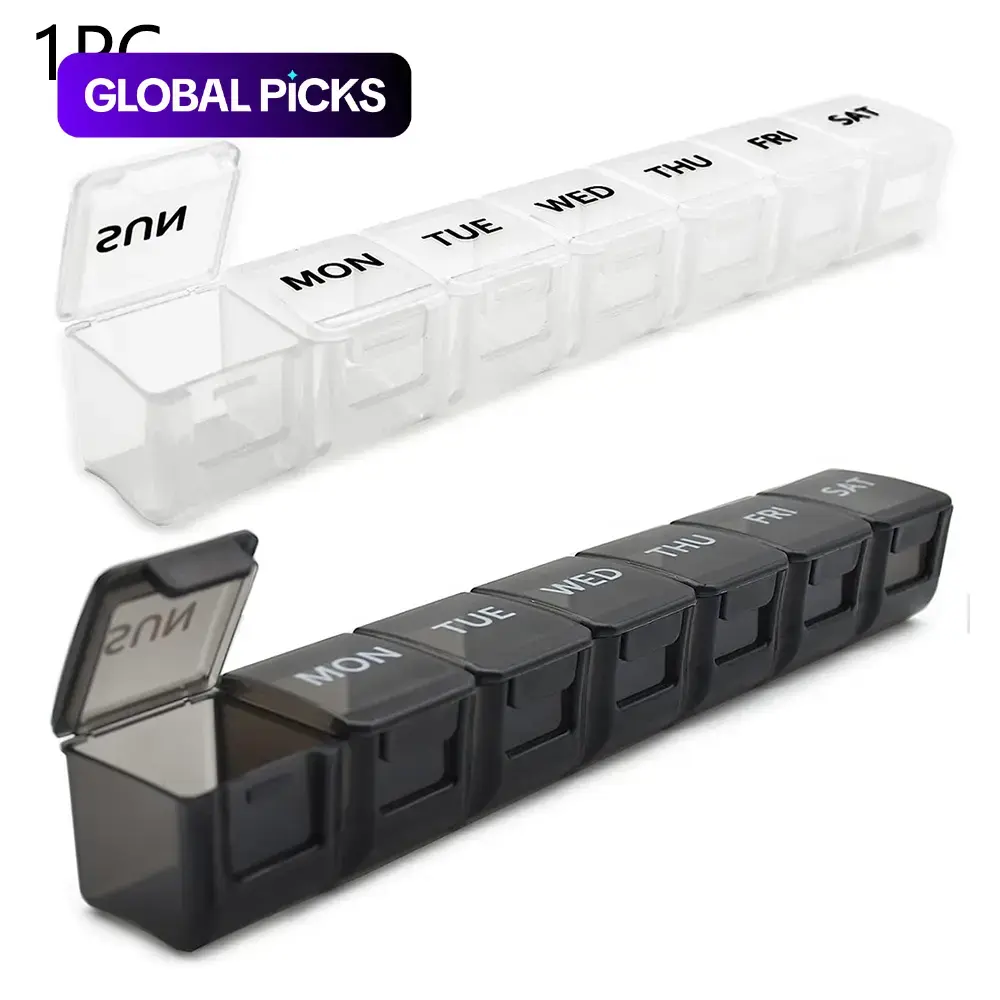 Weekly Pill Organizer, 1 Count 7-Day Pill Case for Daily Vitamins, Medicines, Supplements and Fish Oil, Dustproof Storage Box #GLOBAL PICKS