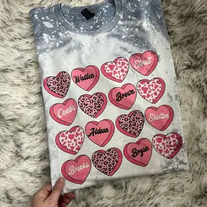 Valentines - Western conversation hearts Valentine’s Day, shirt, bleached, denim color