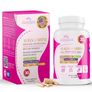 Zenzani Align & Shine Postnatal Vitamins for Women - DHA, Iron, Folate, Vitamin B12 & Myo-Inositol | Postpartum Recovery - Breastfeeding Friendly - 1 Month Supply (60 Capsules)
