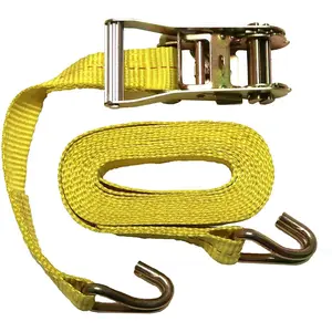 212 MAIN Ancra & S-Line SL101 Polyester Webbing Cargo Ratchet Tie-Down with Ratchet System, 1.5x16ft Size, Chromated J-Hooks