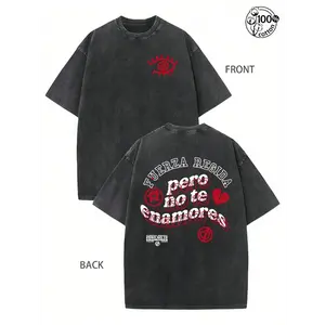 Vintage Fuerza Regida "Pero No Te Enamores" T-Shirt – Graphic Tee, Eye Pattern, 230G Washed High-Quality Cotton Printed T-Shirt, Men Clothes,Streetwear,Mens Fall Clothes,Men's Shirts,Couple Matching Outfit,Y2k