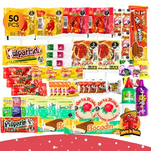Sabores De Mexico 50 Pcs Candy Variety Mix Spicy or Non-Spicy Dulces Lollipops Snack Traditional Sweet Sugar Mazapan Bonbon Assorted Pulparindo