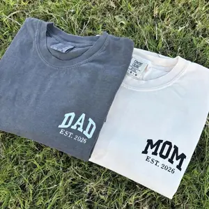 [Collection for Comfort Colors]Mom Dad Est 2026 Matching Shirts, New Parents Couple Tee, Pregnancy Announcement Shirt Set, Mom And Dad To Be Outfit, Parents Gift Idea, Family Matching Shirts, Printed Graphic Tee Not Embroidered