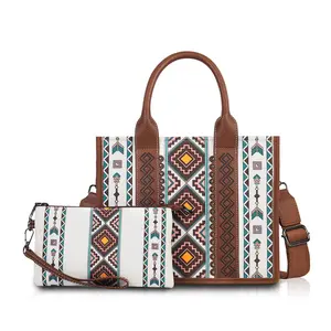 Bohemian  Handbag Set with Adjustable Shoulder Strap, Zipper Closure, Painted Edges Details, Includes Wallet, Hand Wash/Dry Cleaning, Random Printing Design, Large Capacity, Suitable for Travel and Gifts