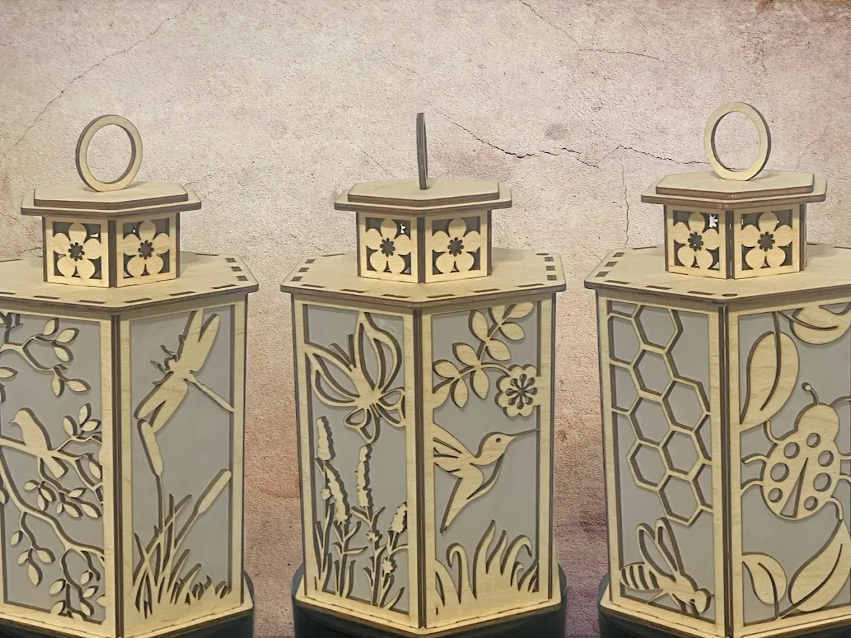 Butterfly, Ladybug and Other Insects Lantern - Wooden Lantern
