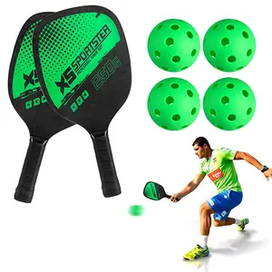 Premium Poplar Wood Pickleball Set (2 Paddles & 4 Balls) | Great Value Starter Kit for Families | Pickleball Gear for Men's & Women's Doubles Play