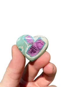 New Moon Beginnings Ruby in Fuchsite Heart - Polished Stone with Unique Design and Colorful Finish