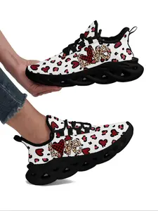 Women's Fashionable Heart Pattern Lace Up Blade Sole Running Shoes, Casual Comfortable Letter Designed Sports Shoes for Daily Wear, Female All-match Round Toe Shoes for Daily Wear, Valentine's Day, Gift  Shoes for Women