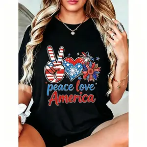 Peace Love America Fourth of July Patriotic T-Shirt