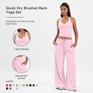 MFVIM Women's Fitness Suit 2 Piece High Waisted Pants With Padded Stretch Sports Bra Set Fitness Clothing solid sportswear athletic tracksuits sport outfit activity sporty Breathable,summerwins