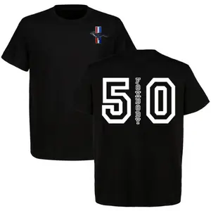Mustang Fox Body 50 Muscle Car T-Shirt Racing Graphic Tee Men Cotton Short Sleeve 90s Styled Streetwear