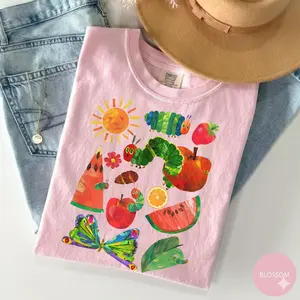 Comfort Colors Hungry Caterpillar Back To School Vintage T-shirt Hungry Caterpillar Teacher Teacher Life Tee Childrens Book Gift For Teacher Cotton Fabric, Gift For Her