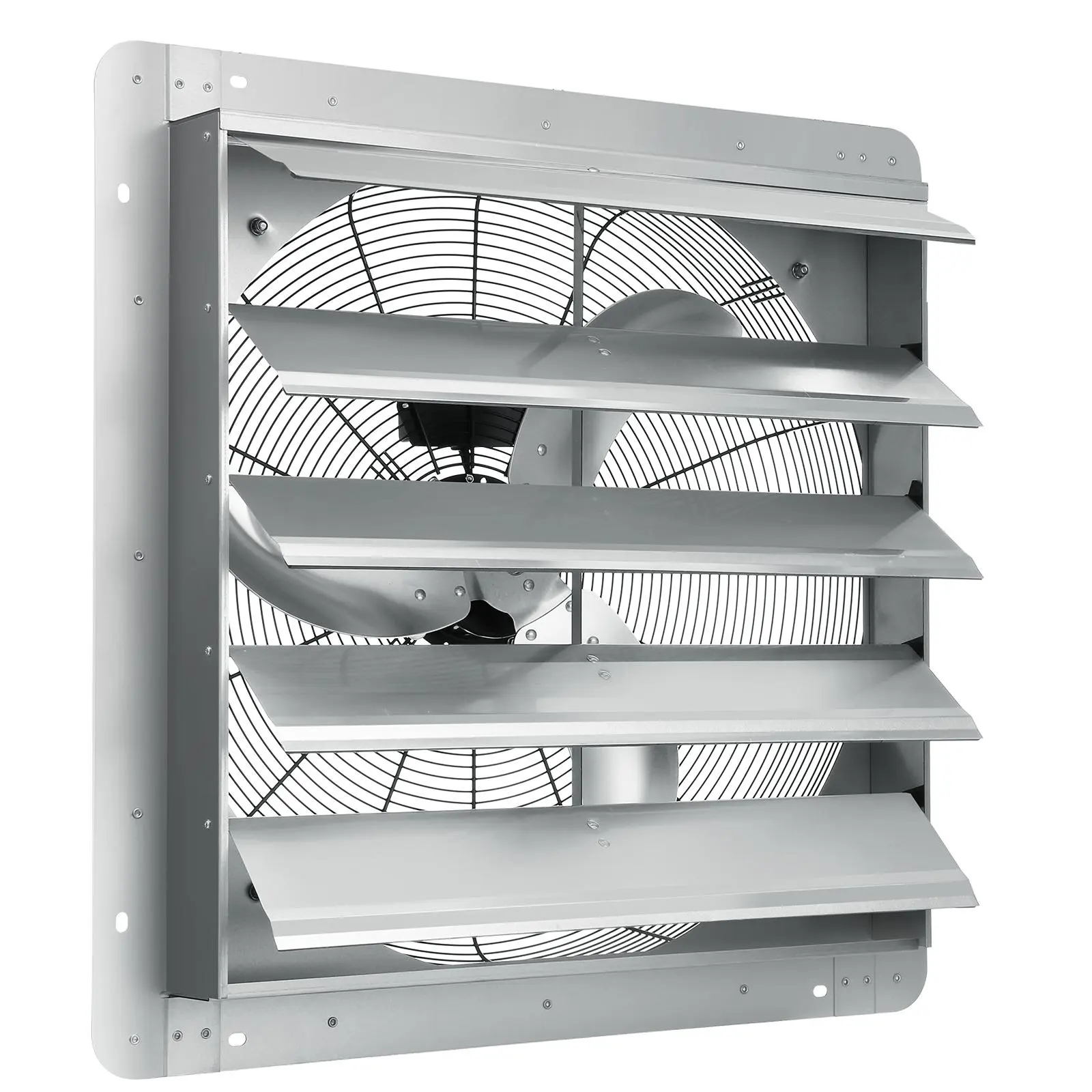 【Summerfinds】VEVOR 24'' Shutter Exhaust Fan, High-speed 3320 CFM, Aluminum Wall Mount Attic Fan with AC-motor, Ventilation and Cooling for Greenhouses, Garages, Sheds, Shops, FCC