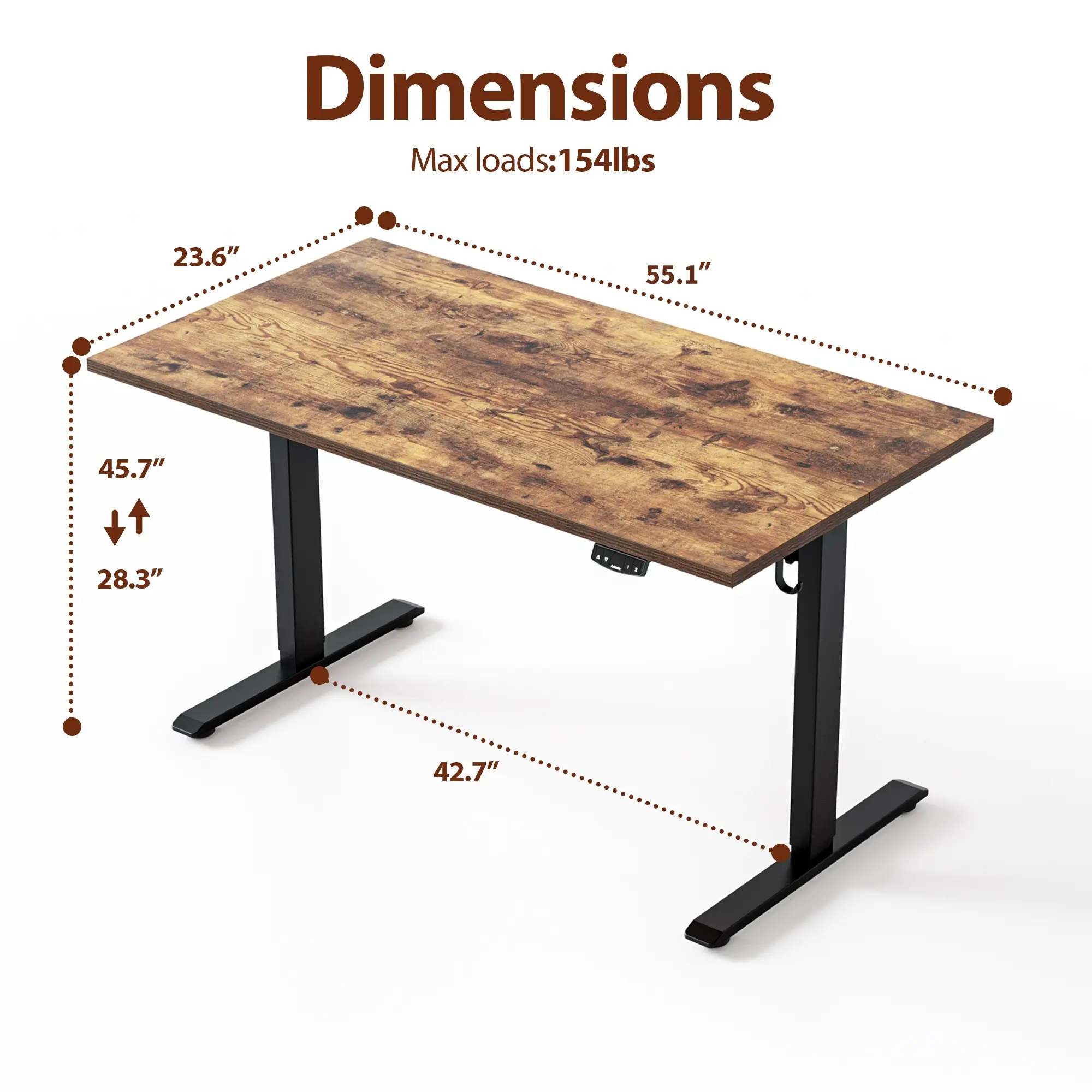 55.1 x 23.6" Rustic Brown