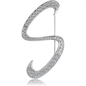 Letter Brooch Pins Initial Rhinestone Brooch for Women Crafts Siery A-Z