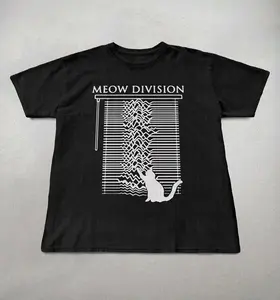 Meow Division Shirt, Cat band shirts, Gifts for cat lovers, Funny shirts, Cute shirts, Band tees, Unknown pleasures album tee, Trendy shirts