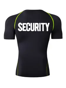 Men's Letter Print Short Sleeve Compression Athletic Shirt, Gym T Shirts Workout Tight Fit T-Shirt, Summer Quick-Dry Fitness Training Running Sporty Tees Tops