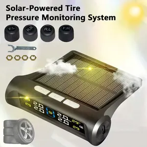 Car Tire Pressure Monitoring System, TPMS Tire Pressure Monitor System Solar Waterproof TPMS Sensors Set of 4 Wireless LCD Display Tire Pressure Monitor Real-time Detection for 0-87 PSI Rv Trailer, Car Accessories