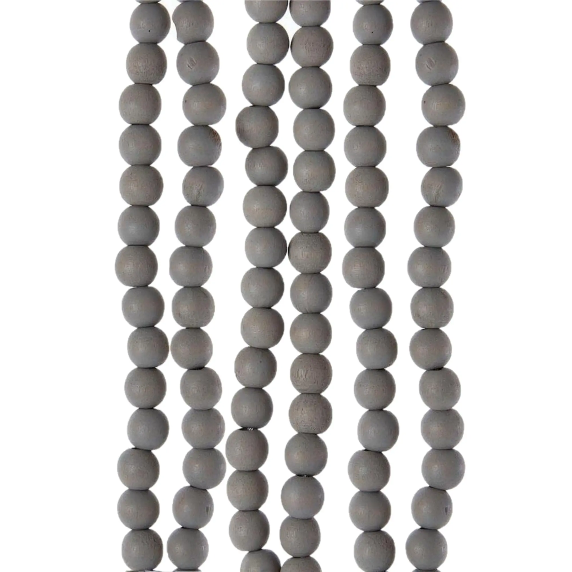 Kurt Adler Wooden Distressed Beaded Garland, Gray, 9ft
