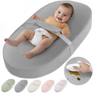 Baby Changing Pad with Wipeable & Waterproof PU Cover, Contoured Diaper Changing Pad for Dresser with Non-Slip Safety Belt, Portable and Lightweight, Large Cushioned Foam