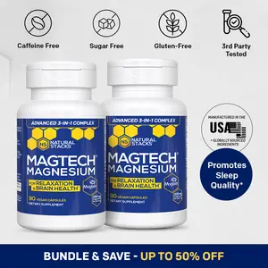MagTech Magnesium Supplement - 2 Pack - 3 forms of Magnesium: Glycinate, L-threonate, Taurate - For Sleep and Brain Supplement