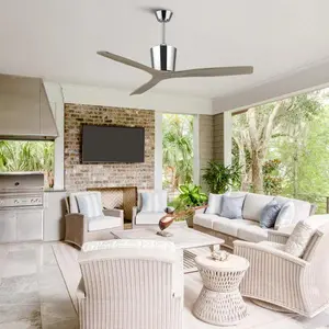 Parrot Uncle 54 Inch Dylan Solid Wood Blades Downrod Mount Ceiling Fan with Remote Control