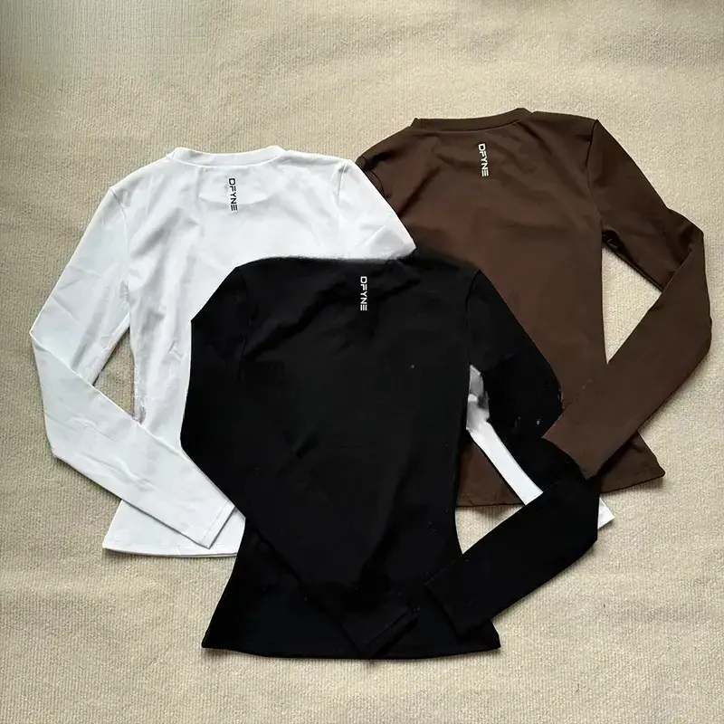 DFYNE Slim Fit Long Sleeve Workout Top for Women – Crew Neck Quick Dry Athletic Shirt, Stretch Yoga Gym Running Tee